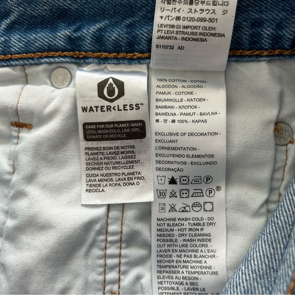 Levis Premium 501 Big E Distressed Button Fly Denim Cut-Off Blue Jean Shorts 27 - Picture 6 of 12